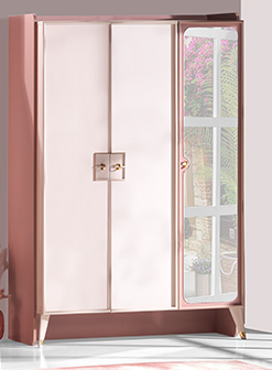 Cameretta completa per ragazza "Royal" colore rosa chiaro e rosa scuro.