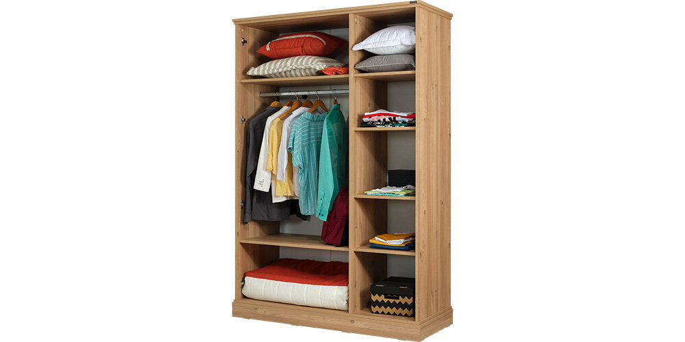Cameretta completa per ragazzo/a "Rustico" stile essenziale con letto singolo color legno e bianco.
