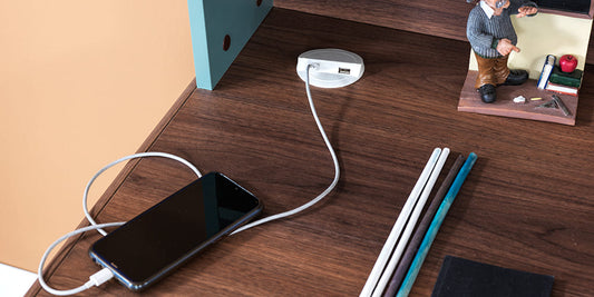 Komplettes Schlafzimmer „Campus“ in Holz, Hellblau und Weiß