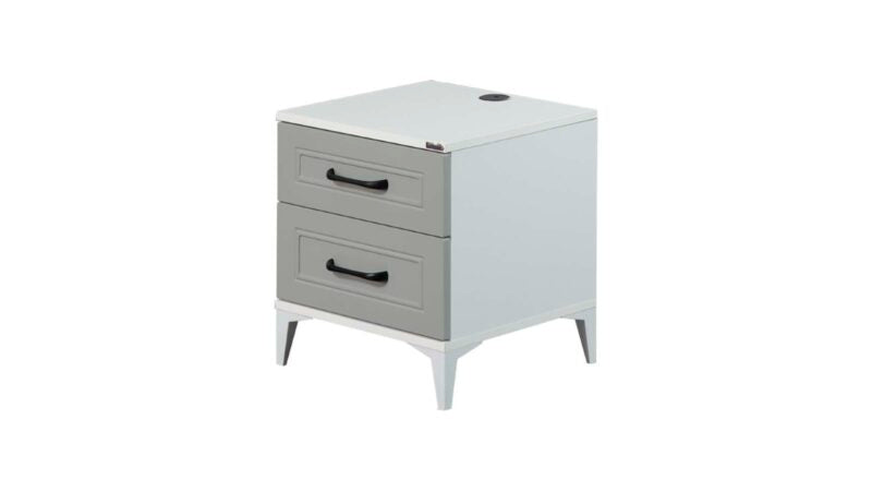 Cameretta completa per ragazzi "Silvia" stile modern country colore bianco e grigio con armadio tre ante.