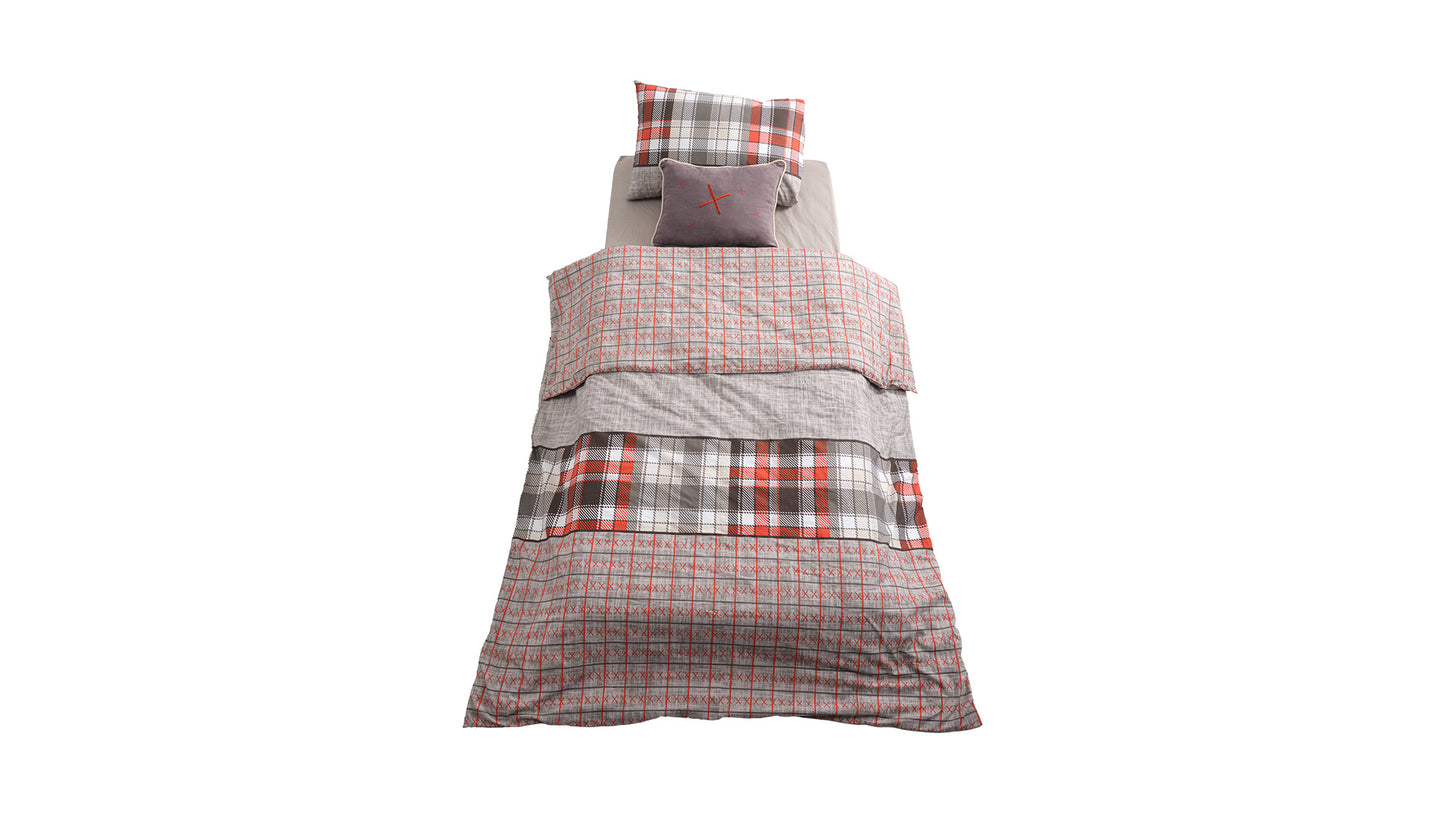Cameretta completa per ragazzi "Silvia" stile modern country colore bianco e grigio con letto a castello compatto.