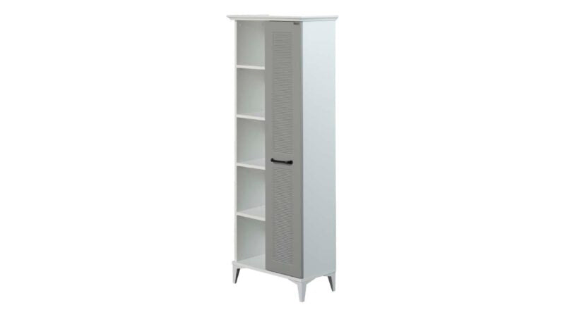 Cameretta completa per ragazzi "Silvia" stile modern country colore bianco e grigio con armadio tre ante.