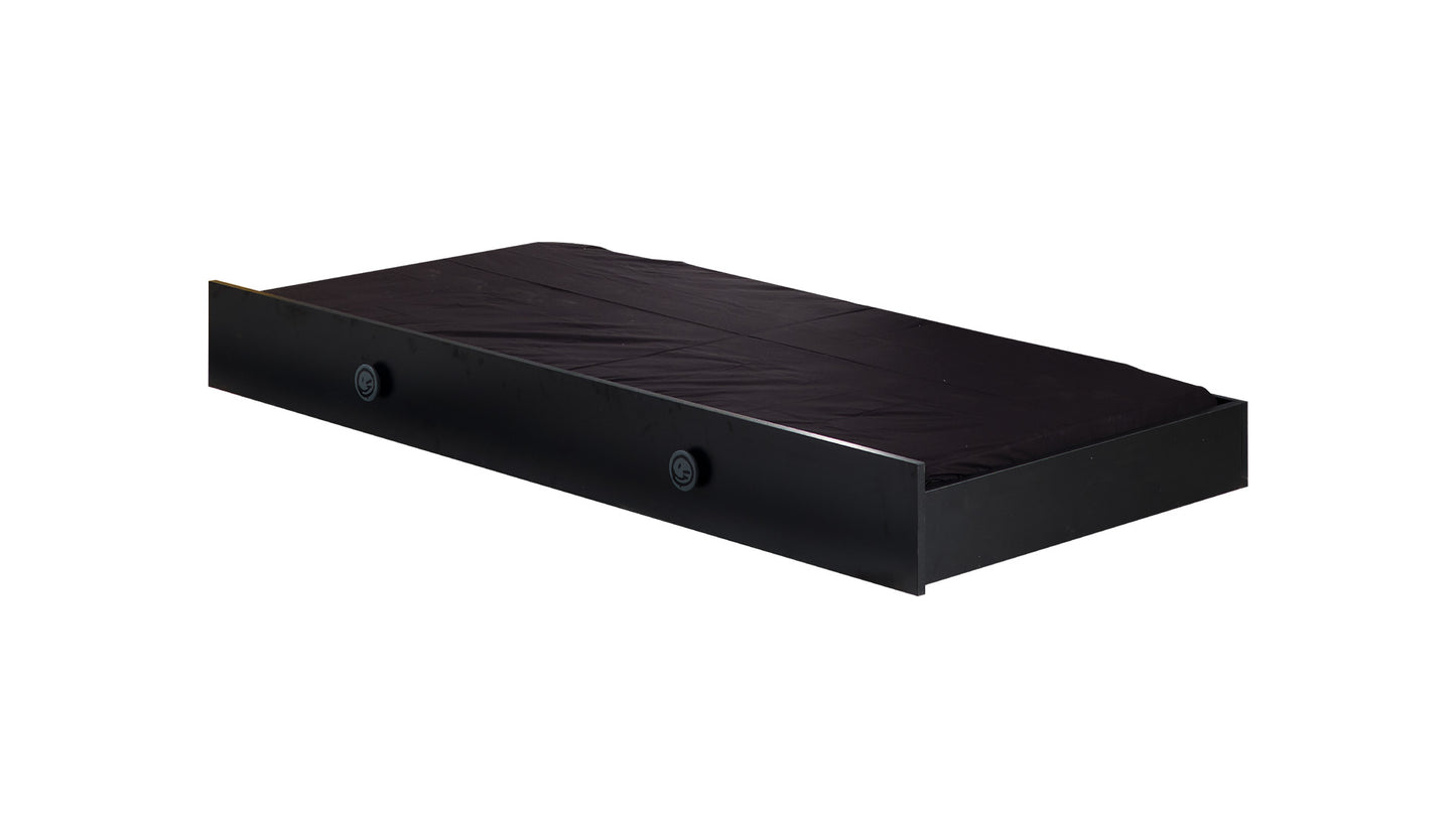 Komplettes Kinderzimmer „Skate“ im extravaganten und lustigen Stil in Schwarz, Gelb und Grau mit Schlafsofa.