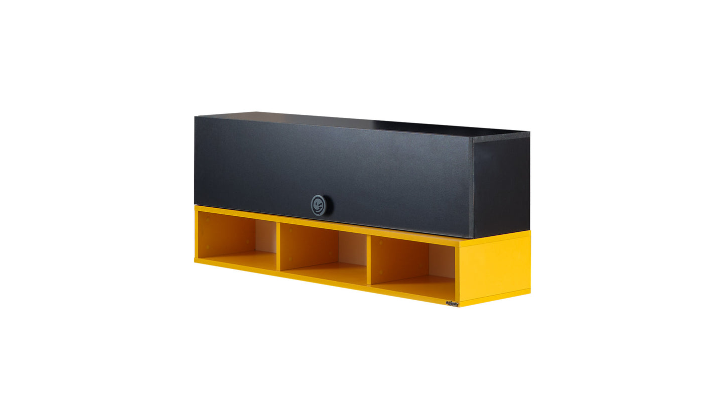 Cameretta completa per ragazzi "Skate" stile stravagante e divertente colore nero, giallo e grigio con armadio 3 ante.