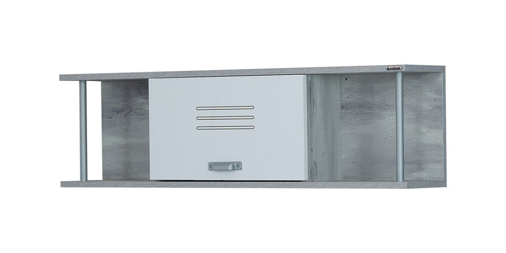 Cameretta completa per ragazzi "Smart" stile moderno colore bianco e grigio effetto legno con armadio tre ante.
