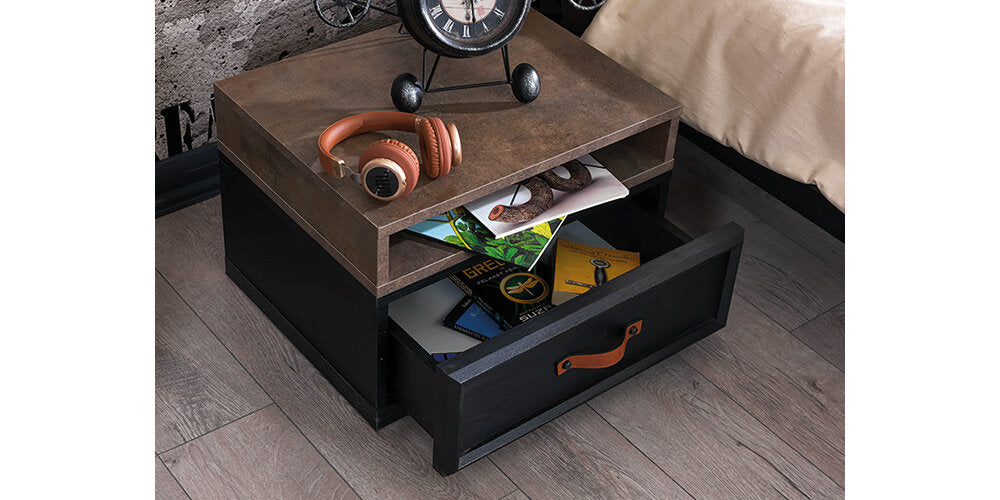 Chambre d'enfant complète "Tolède" de style élégant et fonctionnel en gris anthracite et bois.