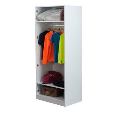 Cameretta completa per ragazzi "Twin" stile lineare colore bianco con armadio angolare.