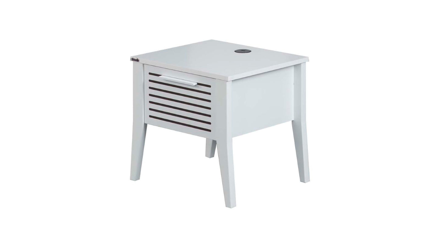Cameretta completa per ragazzi "Twin" stile lineare colore bianco con armadio angolare.