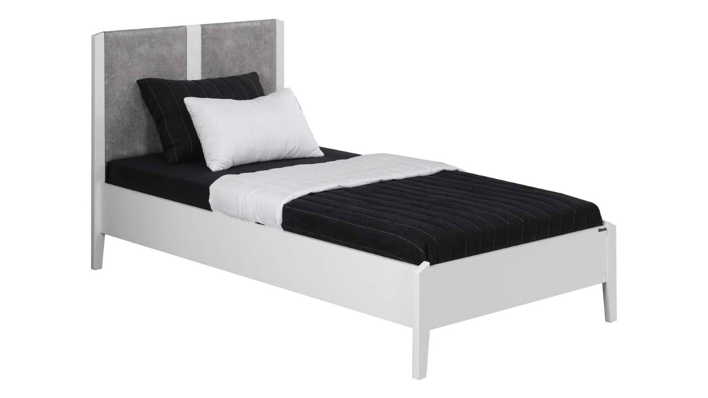 Cameretta completa per ragazzi "Twin" stile lineare colore bianco con armadio angolare.