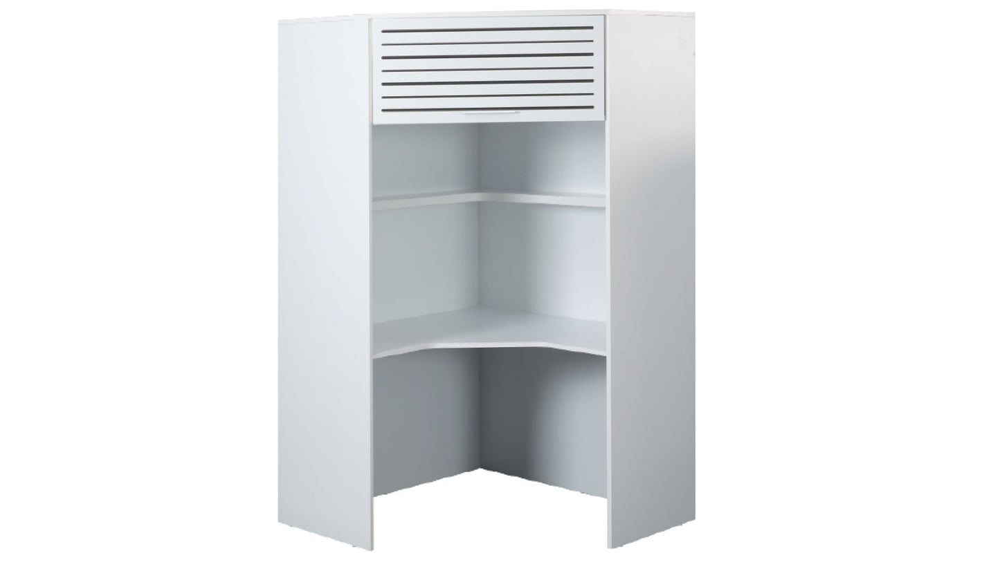 Cameretta completa per ragazzi "Twin" stile lineare colore bianco con armadio angolare.