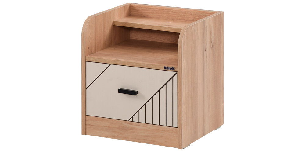 Cameretta completa per ragazzi "Valery" stile classico colore beige, legno e nero con armadio quattro ante.