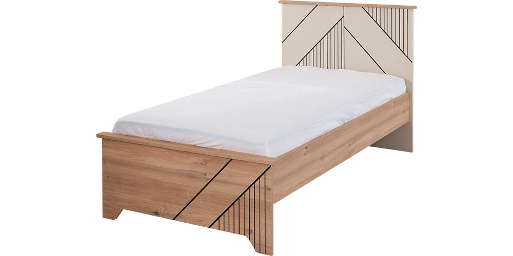 Cameretta completa per ragazzi "Valery" stile classico colore beige, legno e nero con armadio quattro ante.