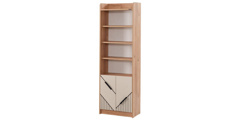 Chambre d'enfant complète "Valéry" de style classique en beige, bois et noir avec armoire 3 portes.