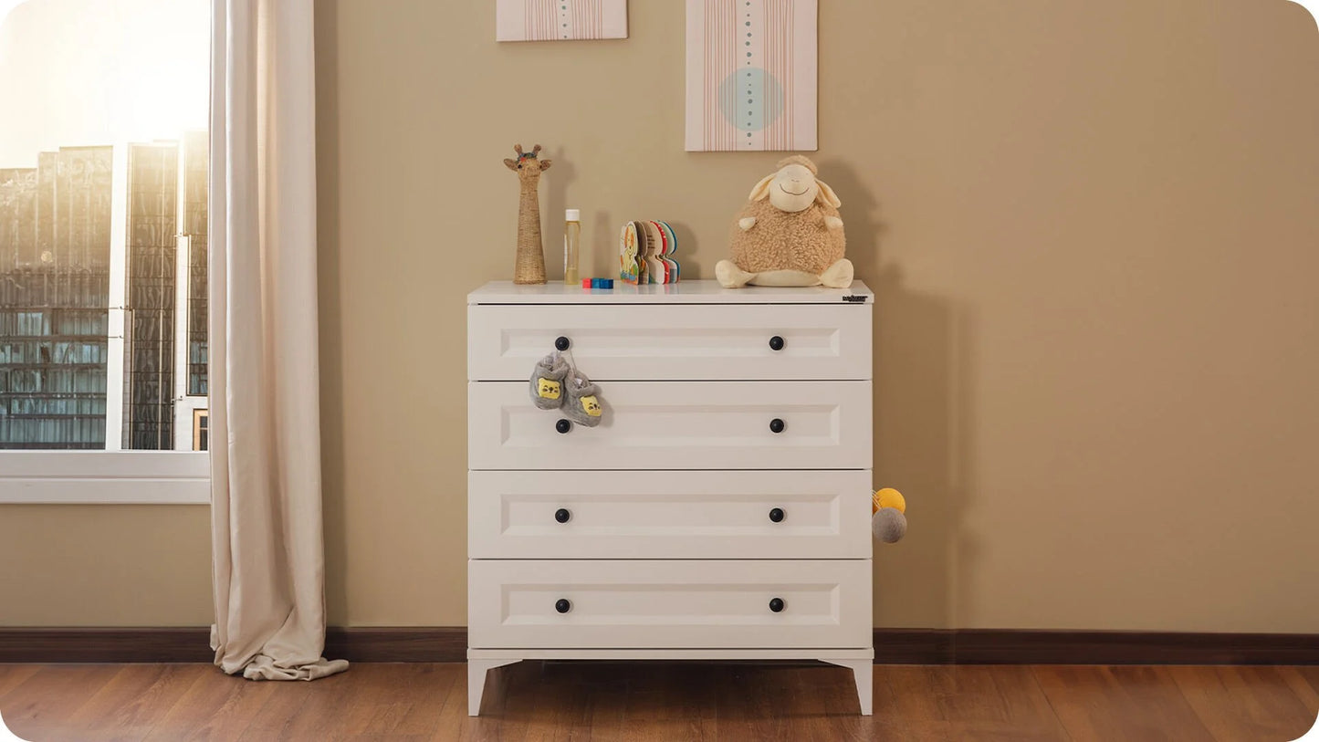 Chambre d'enfant complète "Junior" de style colonial blanc avec canapé lit.