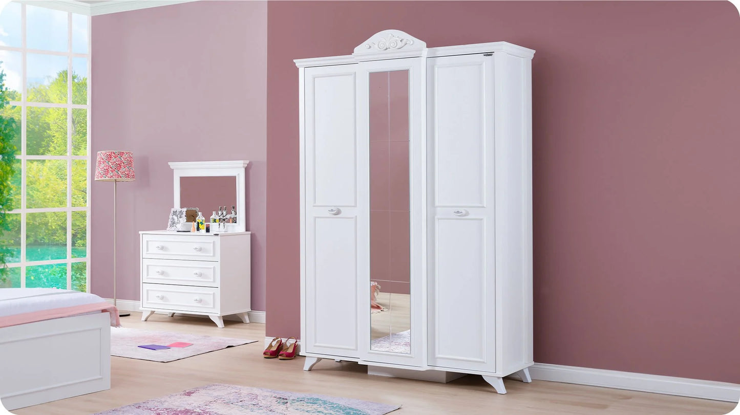 Ensemble chambre complète pour fille "Reyna" style romantique en blanc