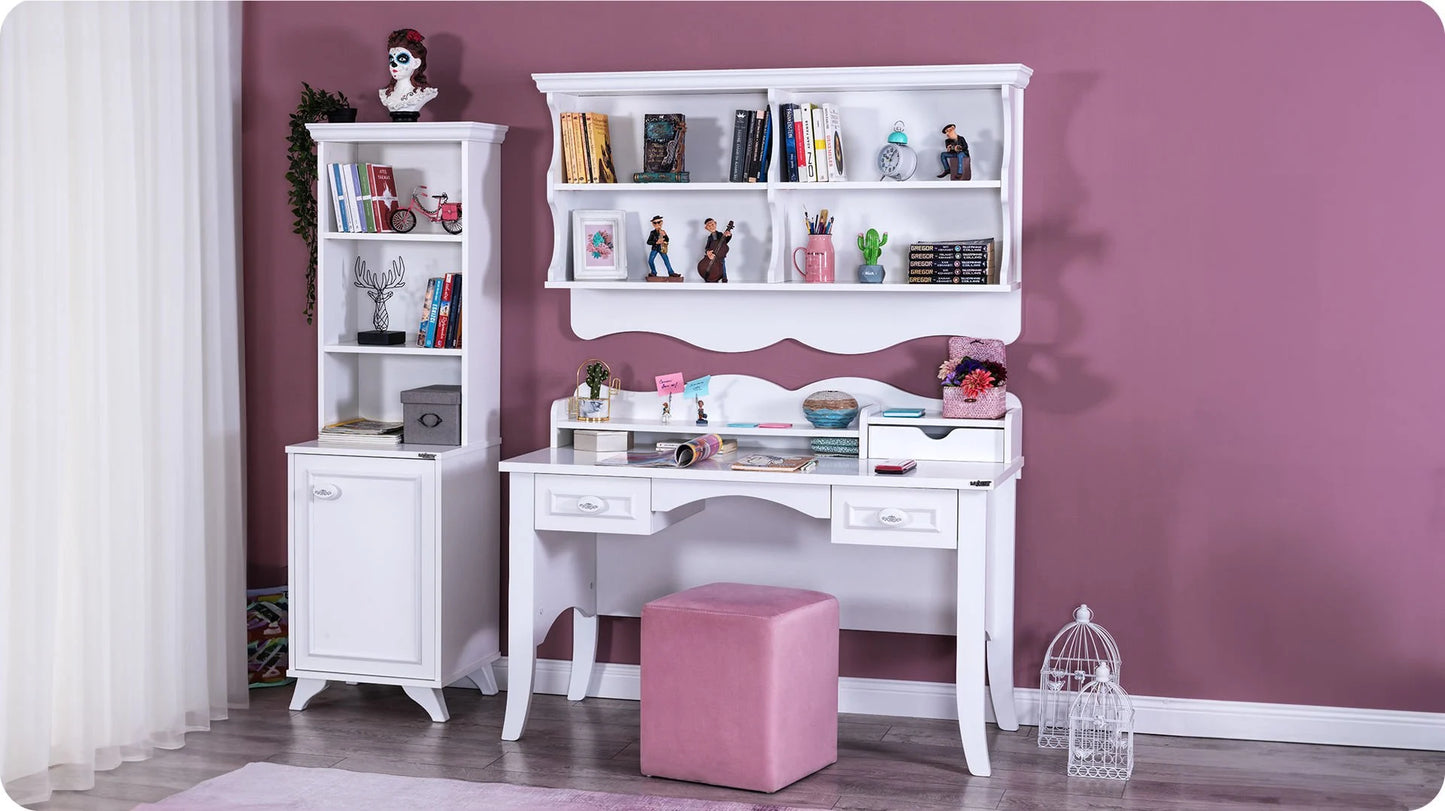 Ensemble chambre complète pour fille "Reyna" style romantique en blanc