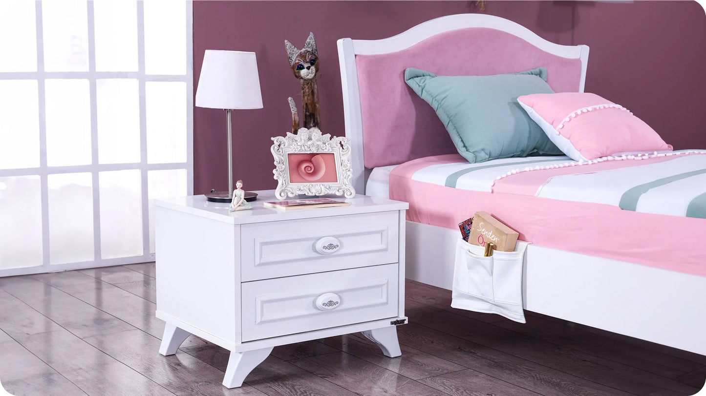 Ensemble chambre complète pour fille "Reyna" style romantique en blanc