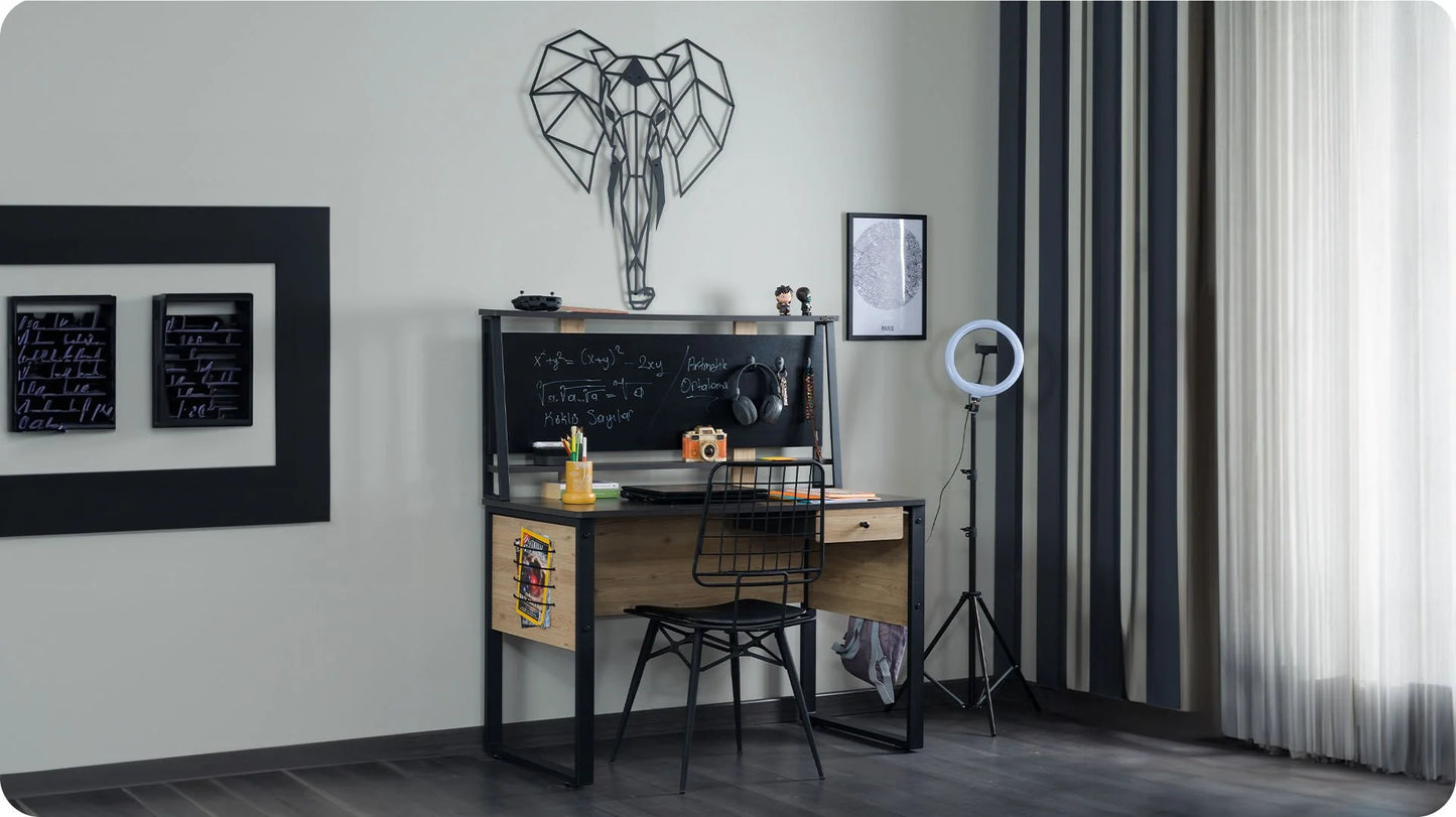 Chambre garçon complète "Boss" gris anthracite et bois