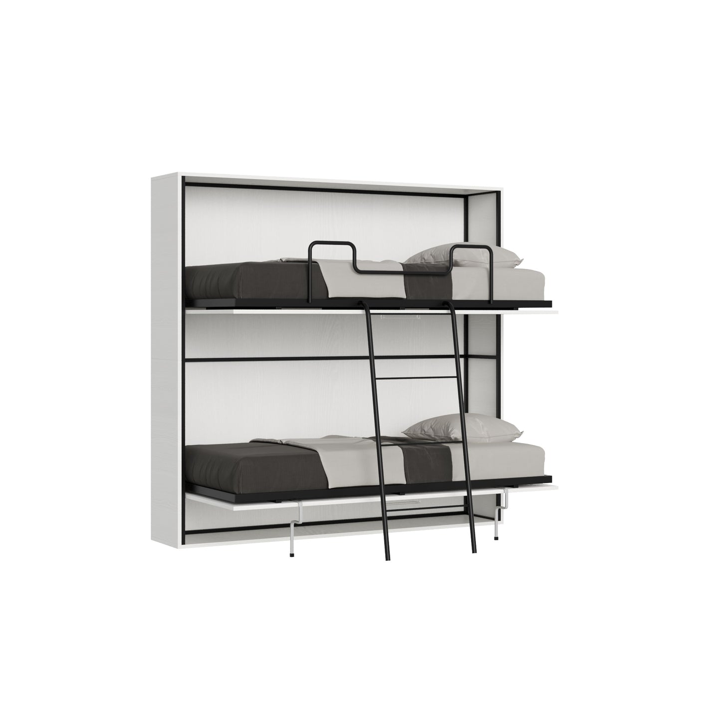 Letto a castello a scomparsa con due letti singoli colore bianco frassino L.199,9 P.39,2 H.190,8
