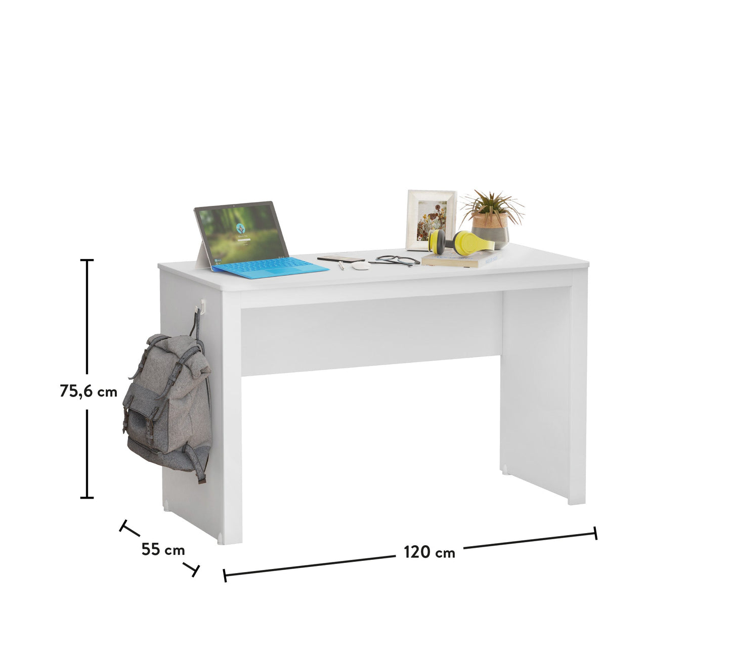 Weiße Schreibtisch-Studienzeile