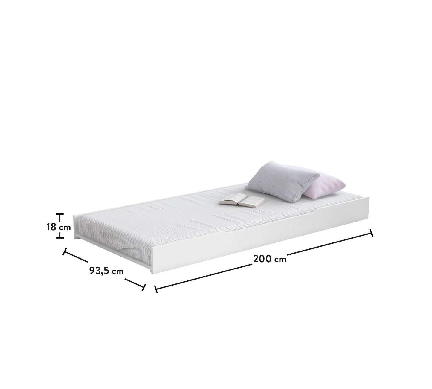 Letto daybed estraibile bianco (90x200 Cm)