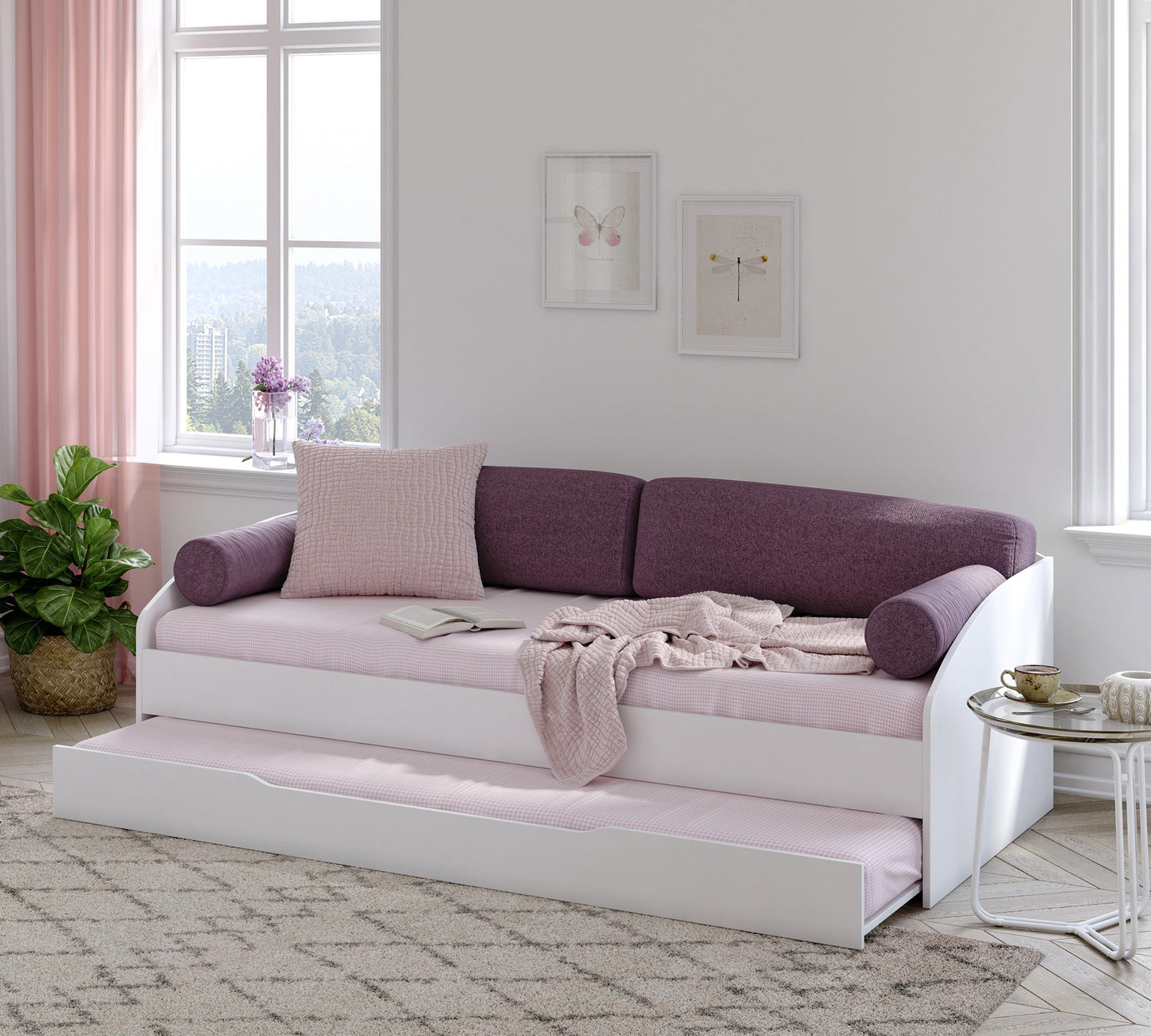 Letto daybed estraibile bianco (90x200 Cm)