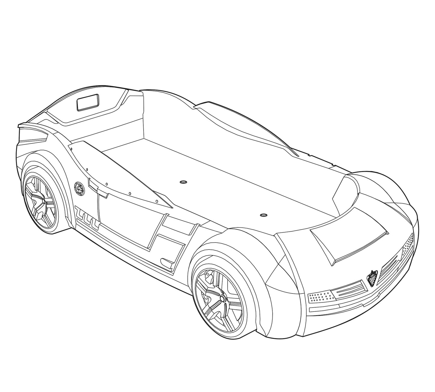 Biturbo Auto Kinderautobett – (Weiß) (90 x 195 cm)