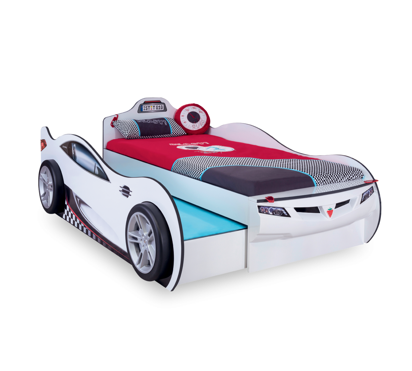 Lit auto Coupé Car pour enfant (avec lit ami) (Blanc) (90x190 - 90x180 Cm)