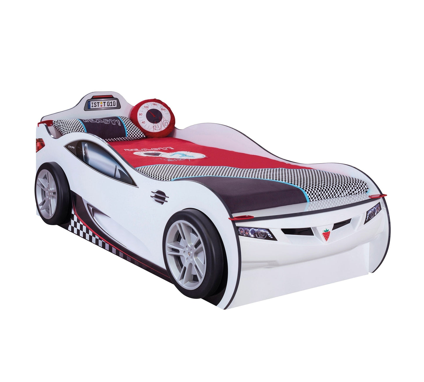 Lit auto Coupé Car pour enfant (avec lit ami) (Blanc) (90x190 - 90x180 Cm)