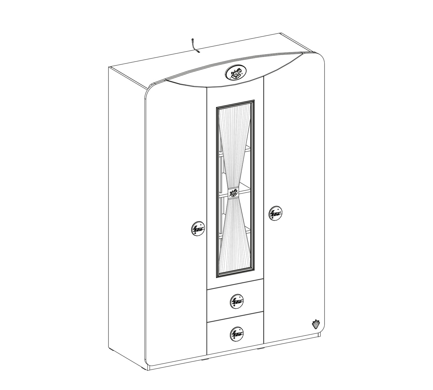 Armoire bébé 3 portes en coton avec fenêtre