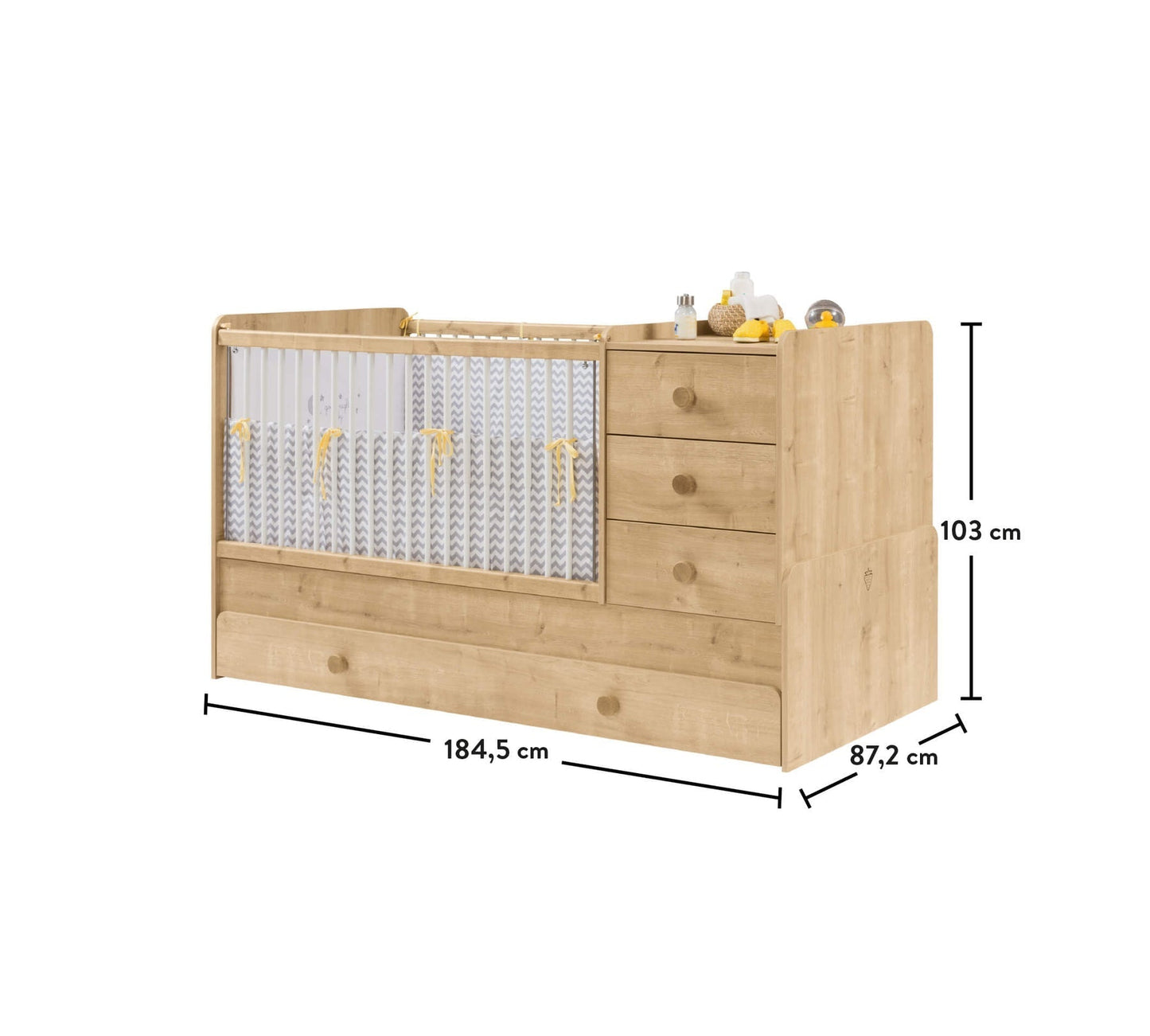 Lit bébé convertible Moka (avec lit parent) (80x180 cm)