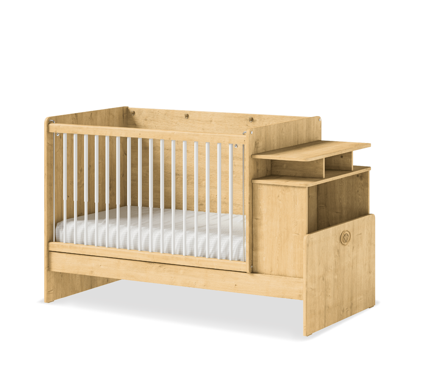 Lit bébé transformable Moka Baby avec table et poignée télescopique (70x115-70x140 Cm)