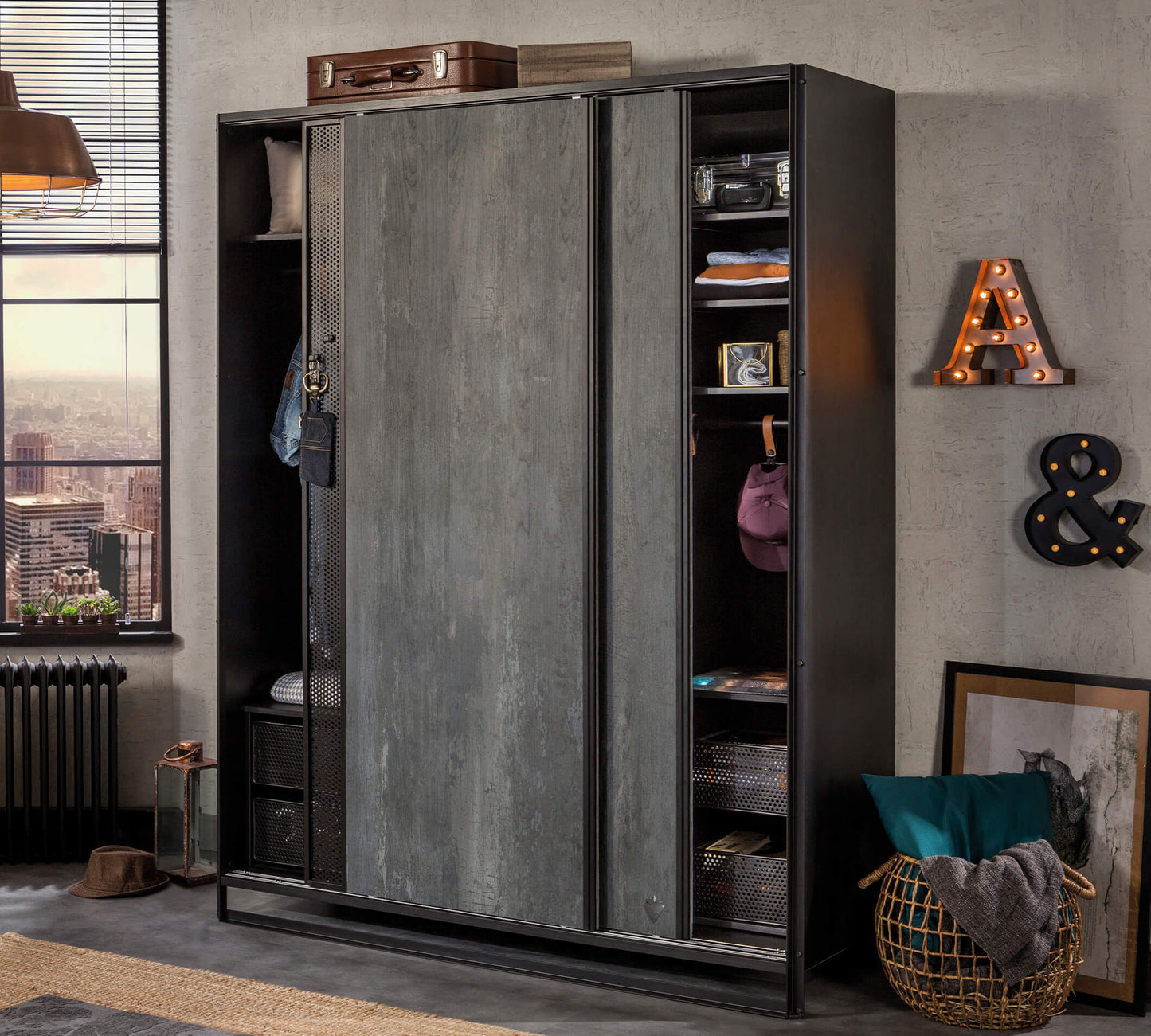 Armoire coulissante en Dark Metal