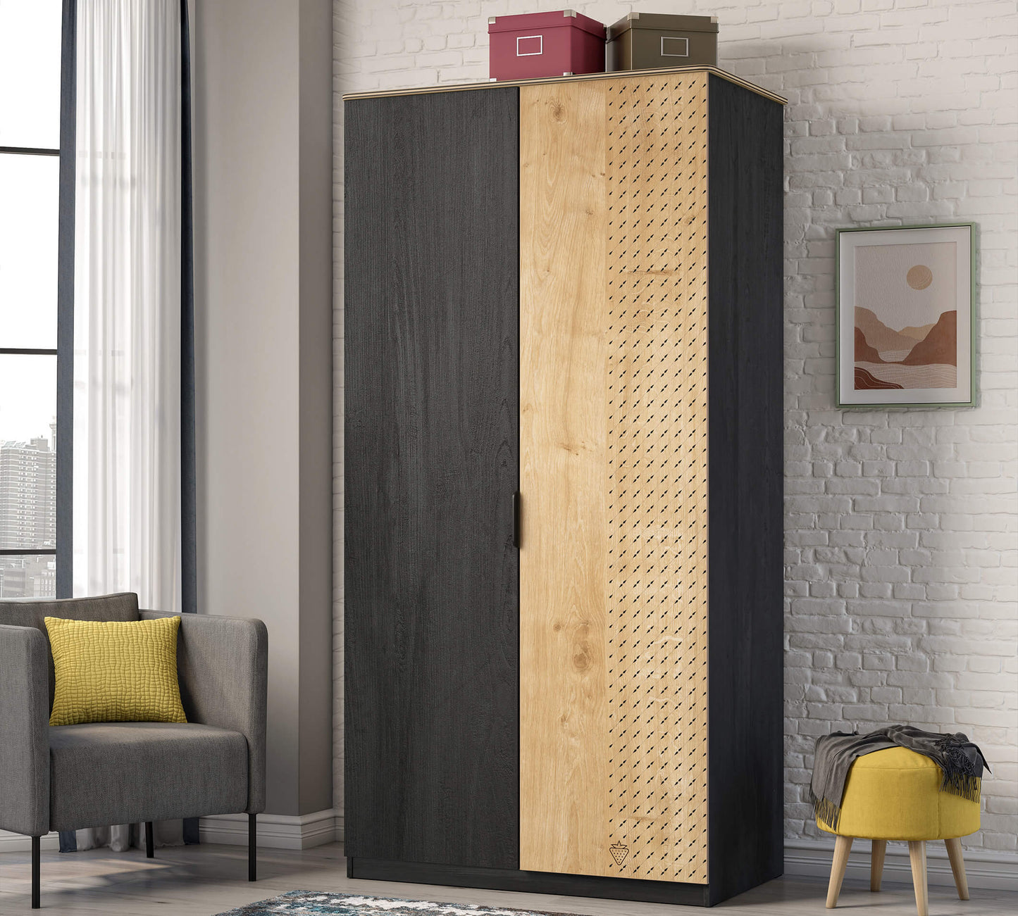 Armoire noire 2 portes