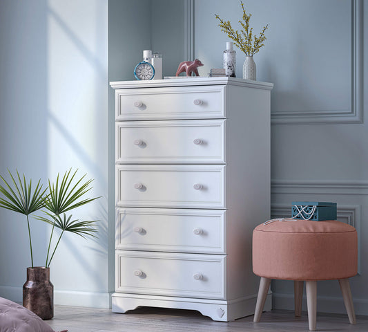 Grande commode blanche rustique