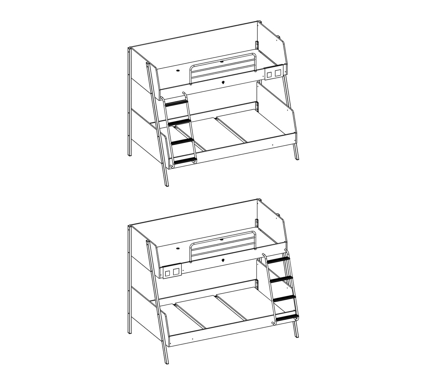 Grand lit superposé Duo (90x200-120x200 Cm)