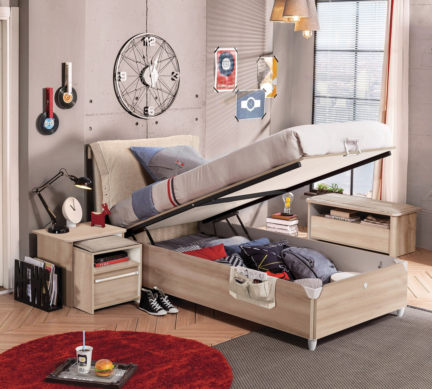 Duo-Bett mit Untergestell (100 x 200 cm)