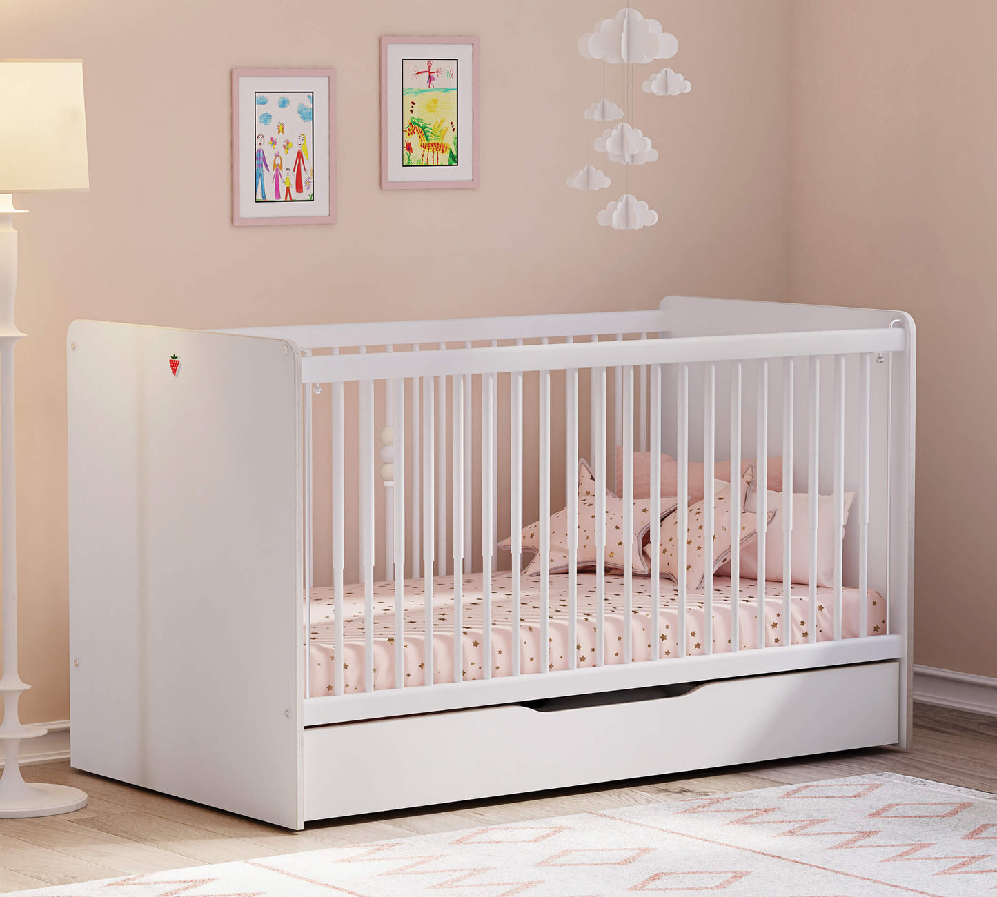 Montes White Lift Kinderbett für Babys (70x140 cm)