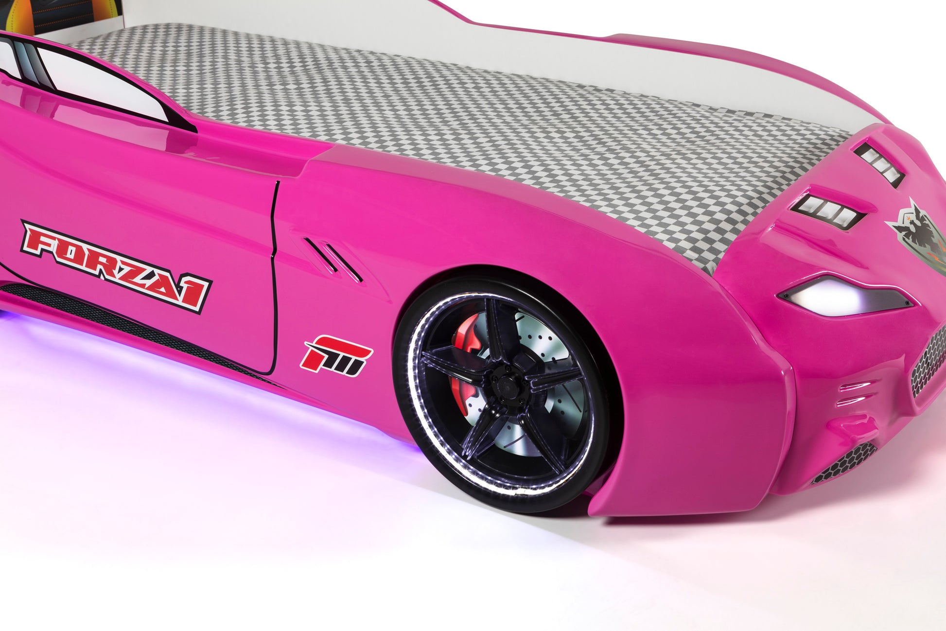 Letto singolo contenitore a forma di auto sportiva colore rosa MAXI co –