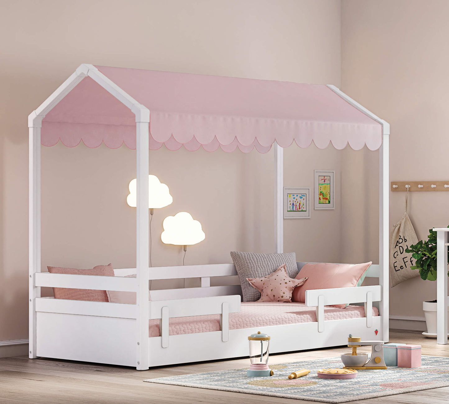 Tenda da letto a tetto piano Montes (rosa)