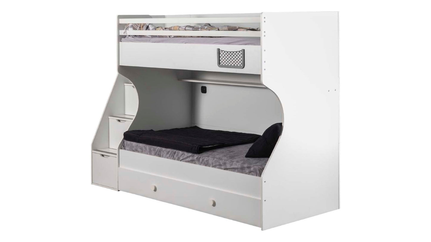 Cameretta completa  per ragazzi "Best" stile provenzale colore bianco con letto a castello compatto.