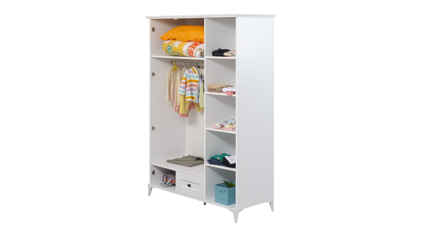 Chambre d'enfant complète "Classe" de style provençal de couleur blanche avec armoire 3 portes.