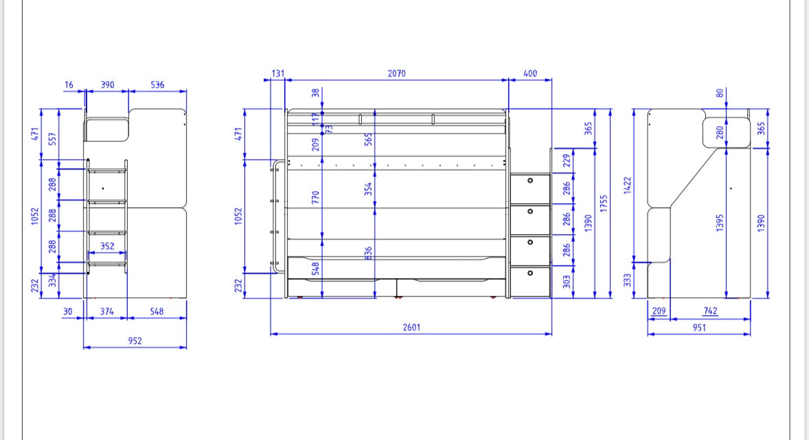 Studio Letto a castello completo (90x200 cm)