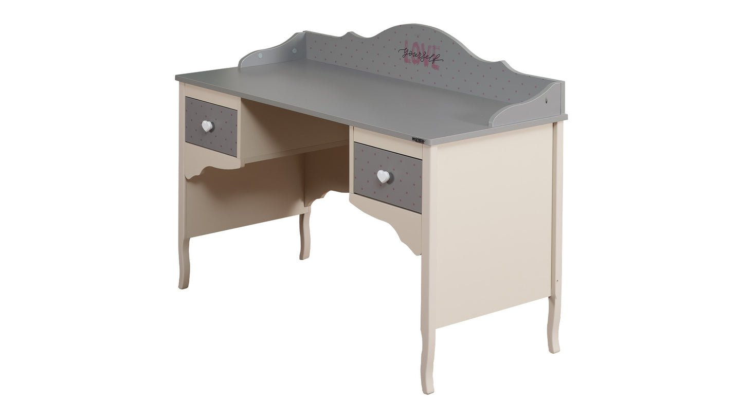 Chambre complète pour fille "Juliet" de style romantique en gris et crème.