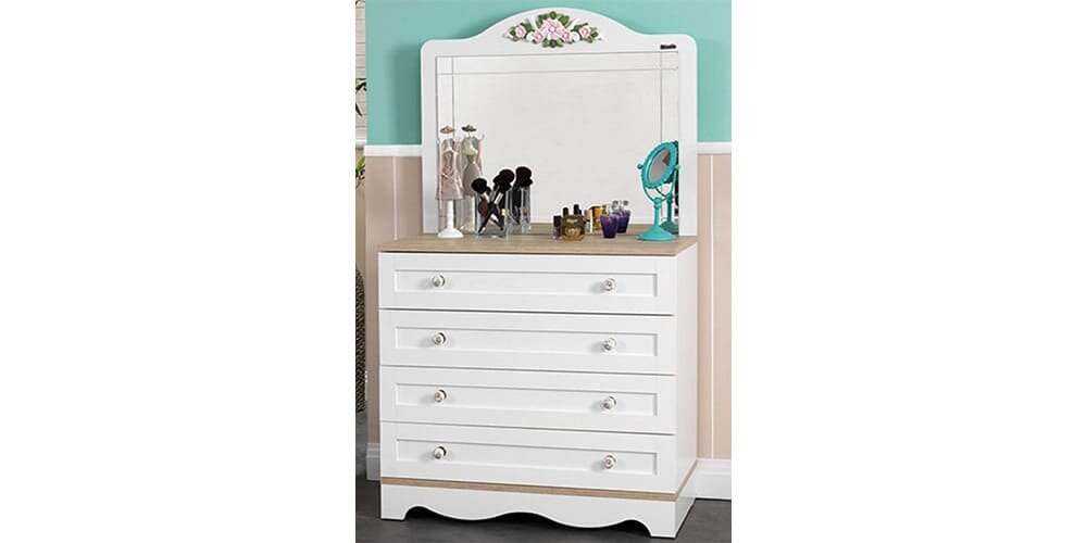 Chambre complète pour filles "Marbella" en blanc et bois clair