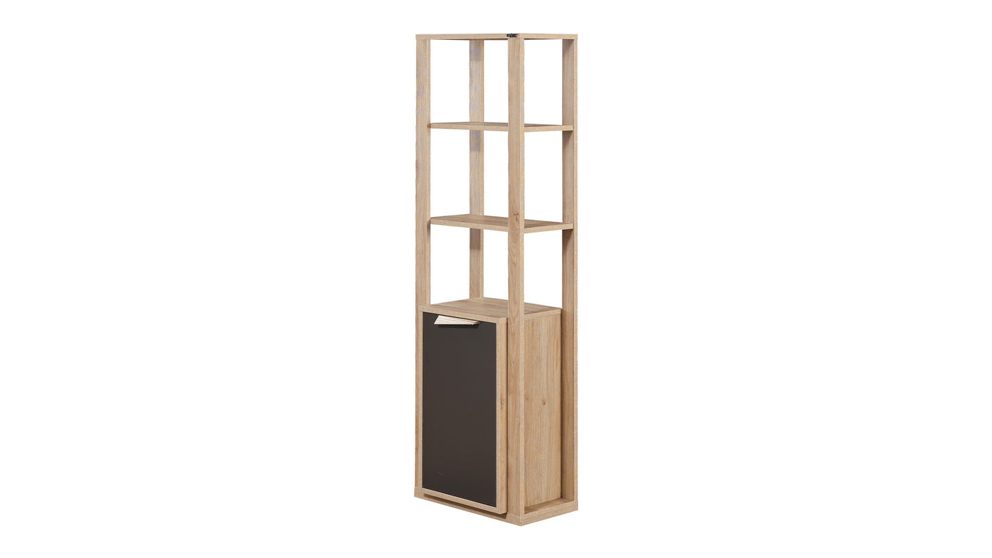 Chambre enfant complète "Relax" de style contemporain en chêne clair et gris anthracite, armoire 3 portes.