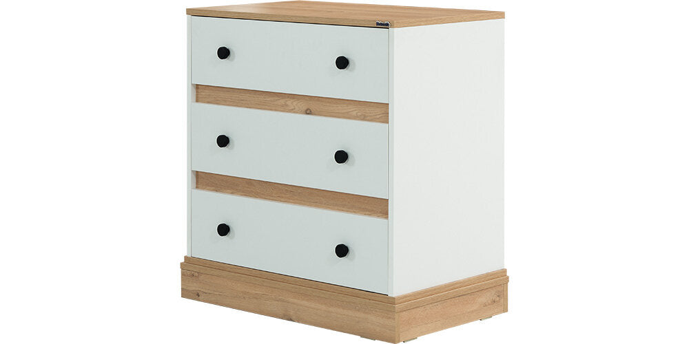 Cameretta completa  per ragazzo/a "Rustico" stile essenziale con letto singolo color legno e bianco.