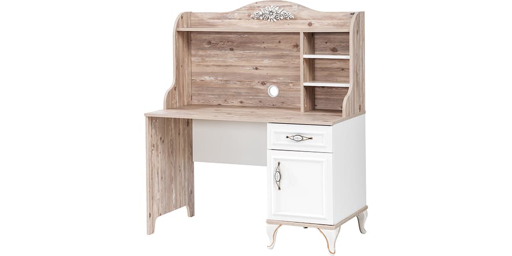 Chambre complète pour filles avec lit superposé blanc de style Shabby à trois lits