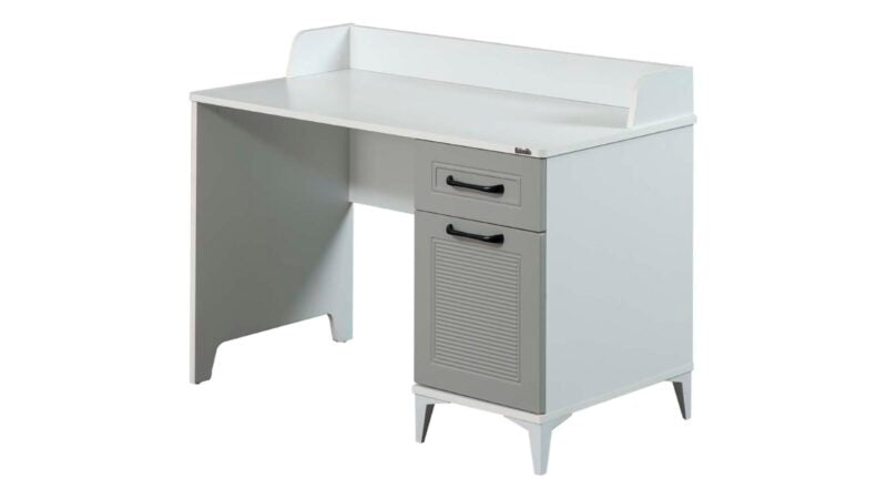 Cameretta completa  per ragazzi "Silvia" stile modern country colore bianco e grigio con armadio tre ante.