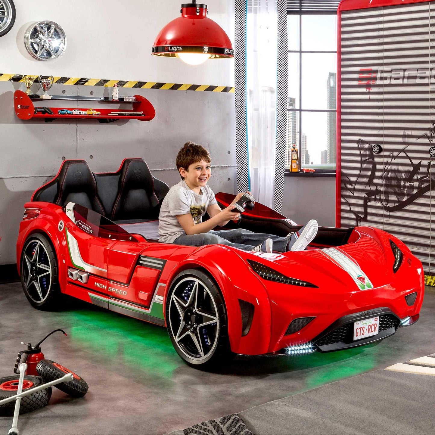 Gts Autobett für Kinder – (Rot) (99 x 191 cm)